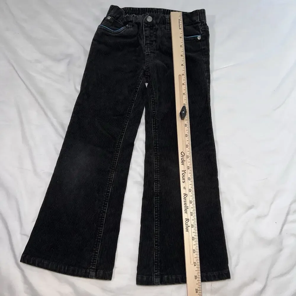 Ralph Lauren Pants Girl Size 6X Black Corduroy Cotton Stretch Elastic Waist Fade